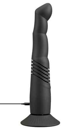 Черный вибратор с поступательными движениями G and P-Spot Thrusting Vibrator - 23 см.